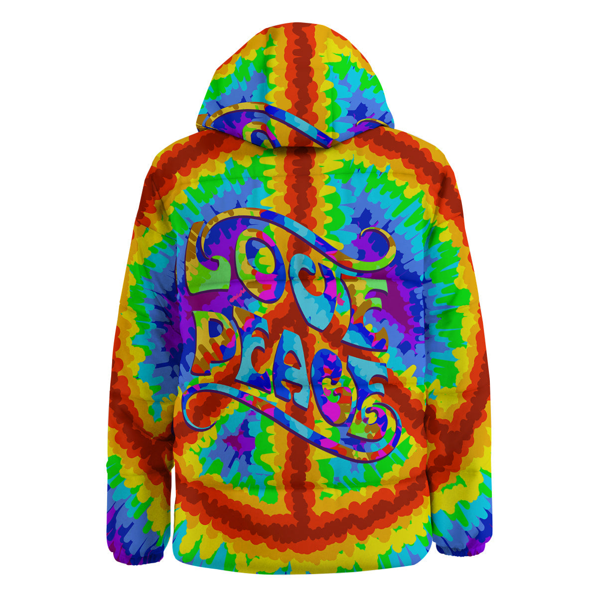 Hippie Symbol Colorful Abstract Print Down Jacket-grizzshop