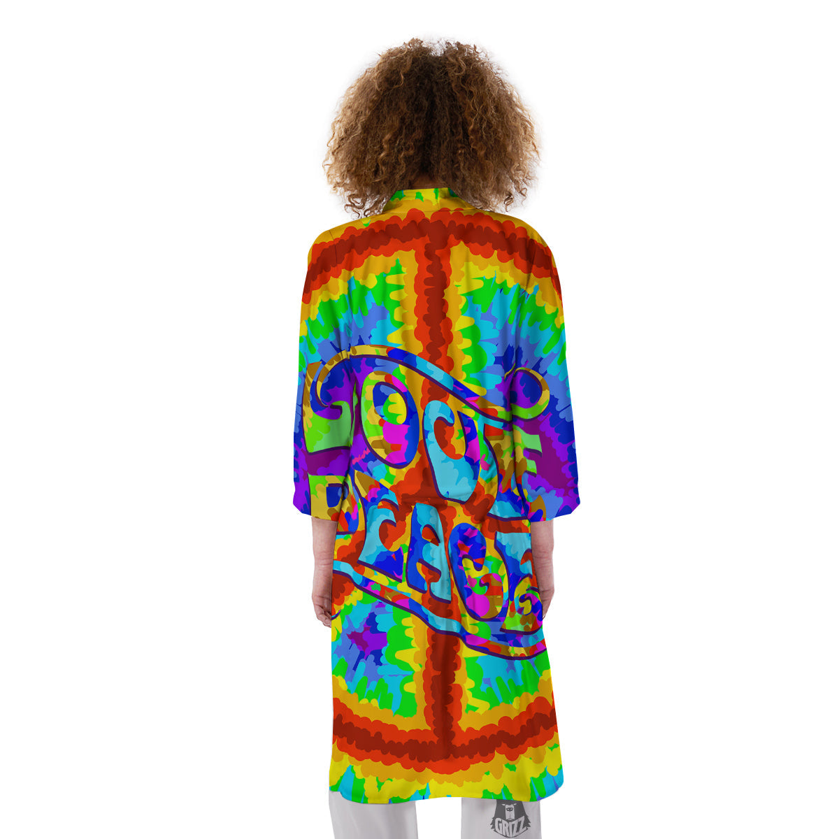 Hippie Symbol Colorful Abstract Print Kimono-grizzshop