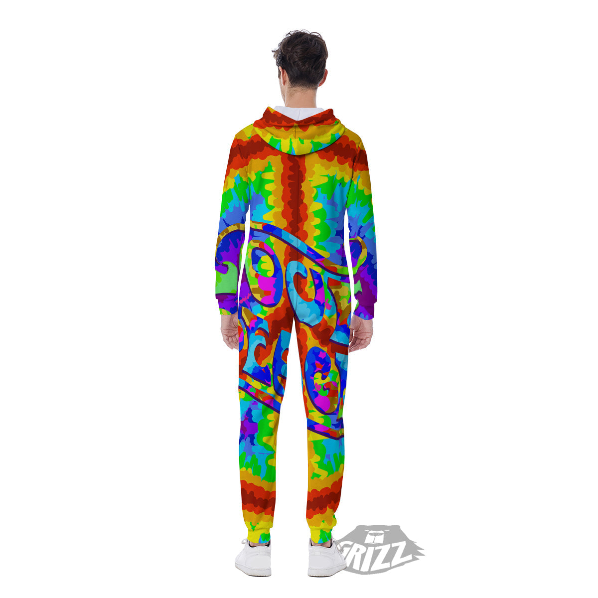 Hippie Symbol Colorful Abstract Print Men's Jumpsuit-grizzshop