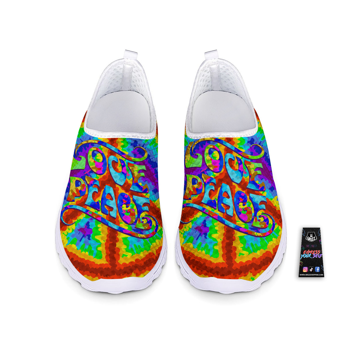 Hippie Symbol Colorful Abstract Print Nurse Shoes-grizzshop