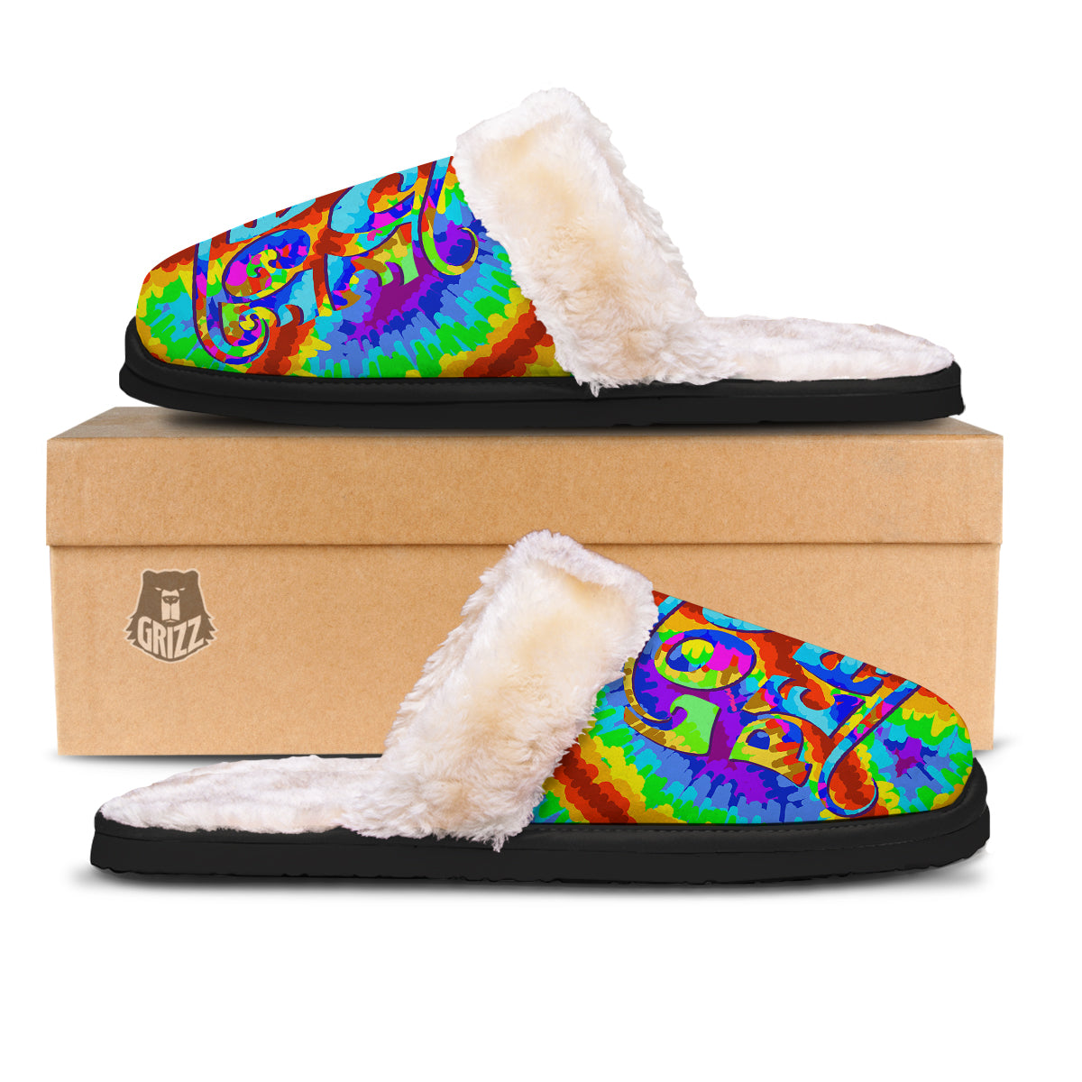 Hippie Symbol Colorful Abstract Print Slippers-grizzshop