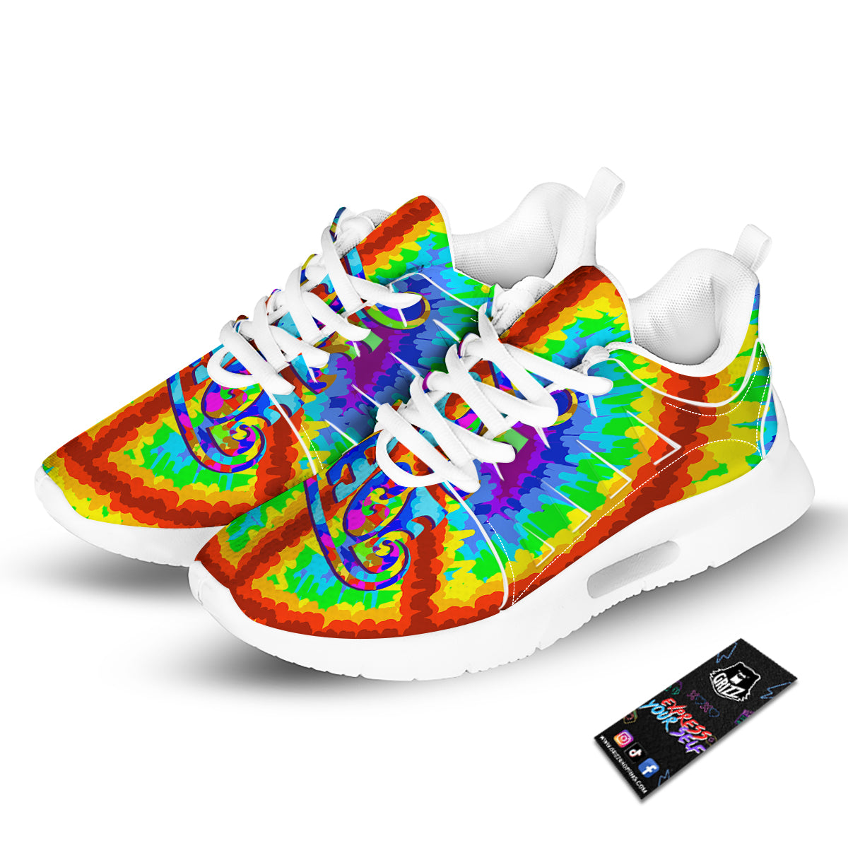 Hippie Symbol Colorful Abstract Print Tennis Shoes-grizzshop