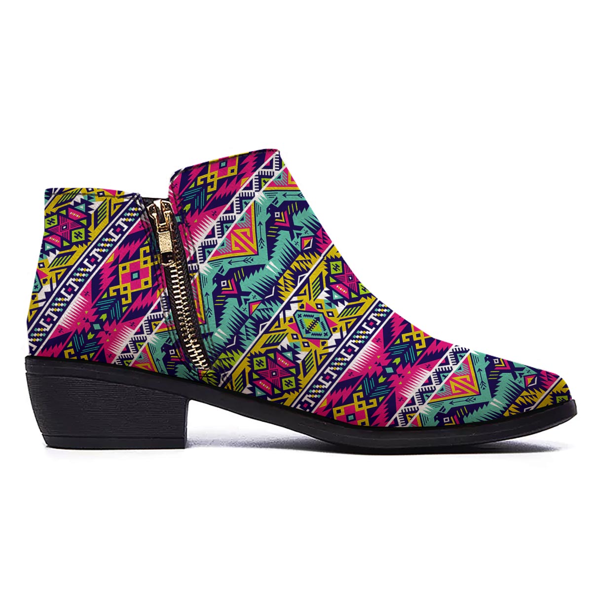Hippie Tribal Aztec Print Pattern Ankle Boots-grizzshop