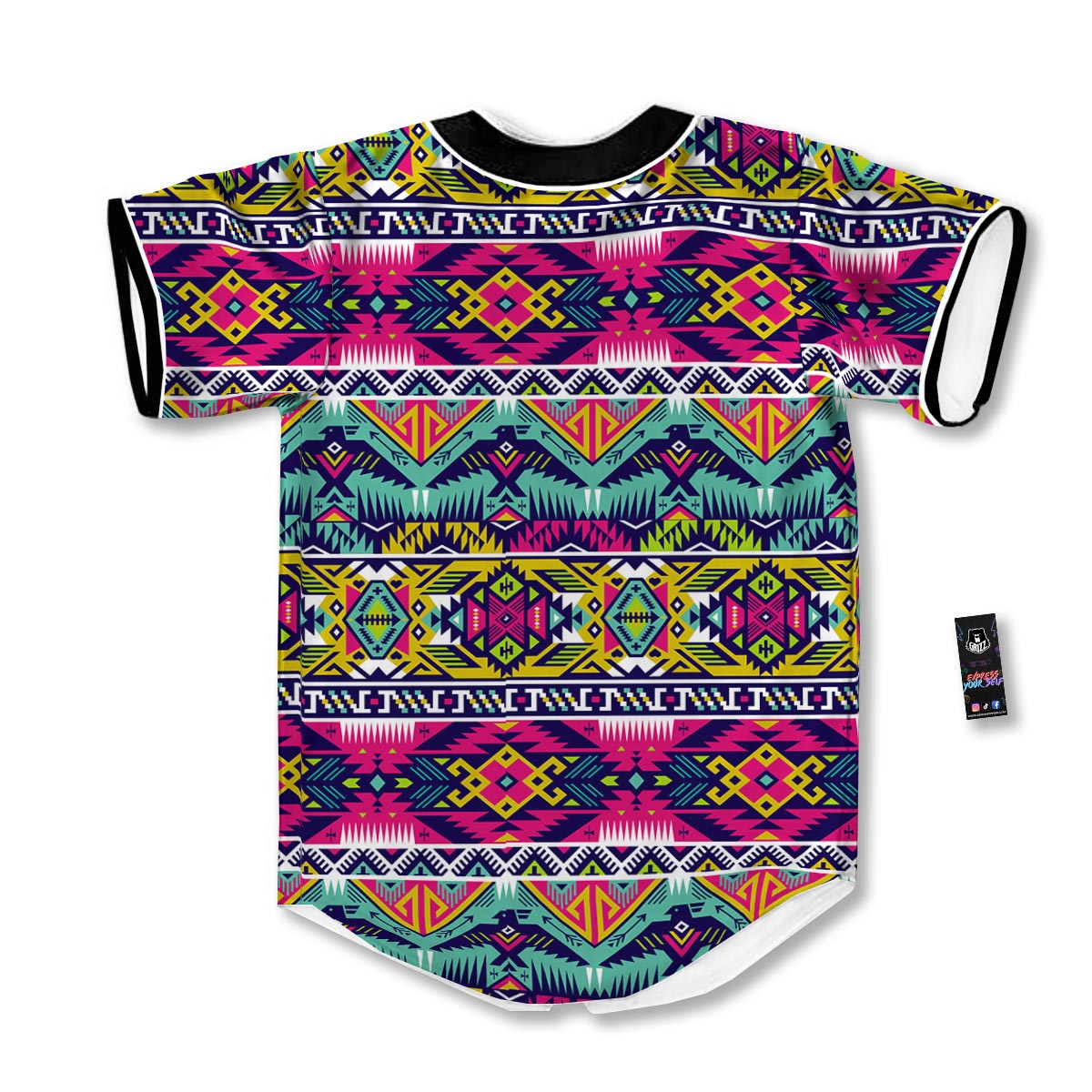 Hippie Tribal Aztec Print Pattern Baseball Jersey-grizzshop