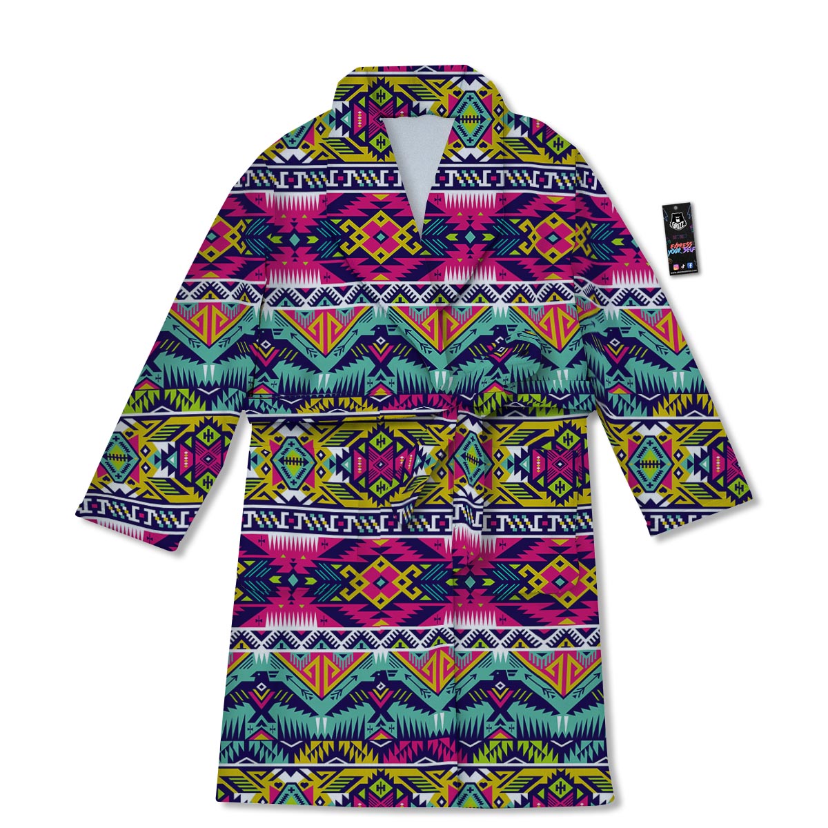 Hippie Tribal Aztec Print Pattern Bathrobe-grizzshop