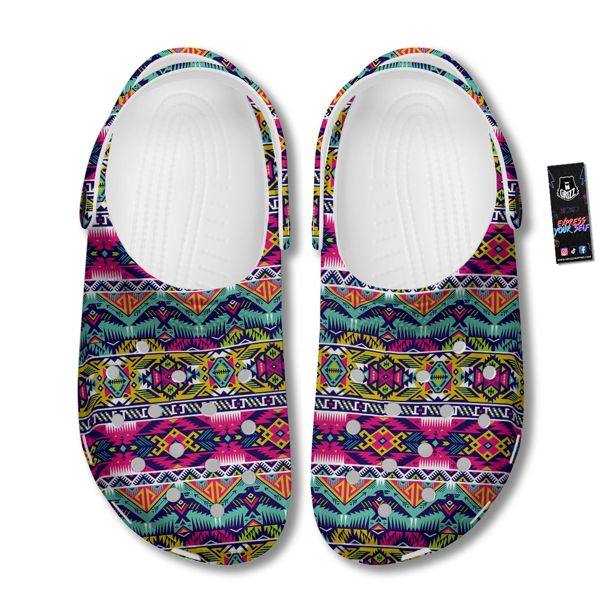 Hippie Tribal Aztec Print Pattern Clog-grizzshop