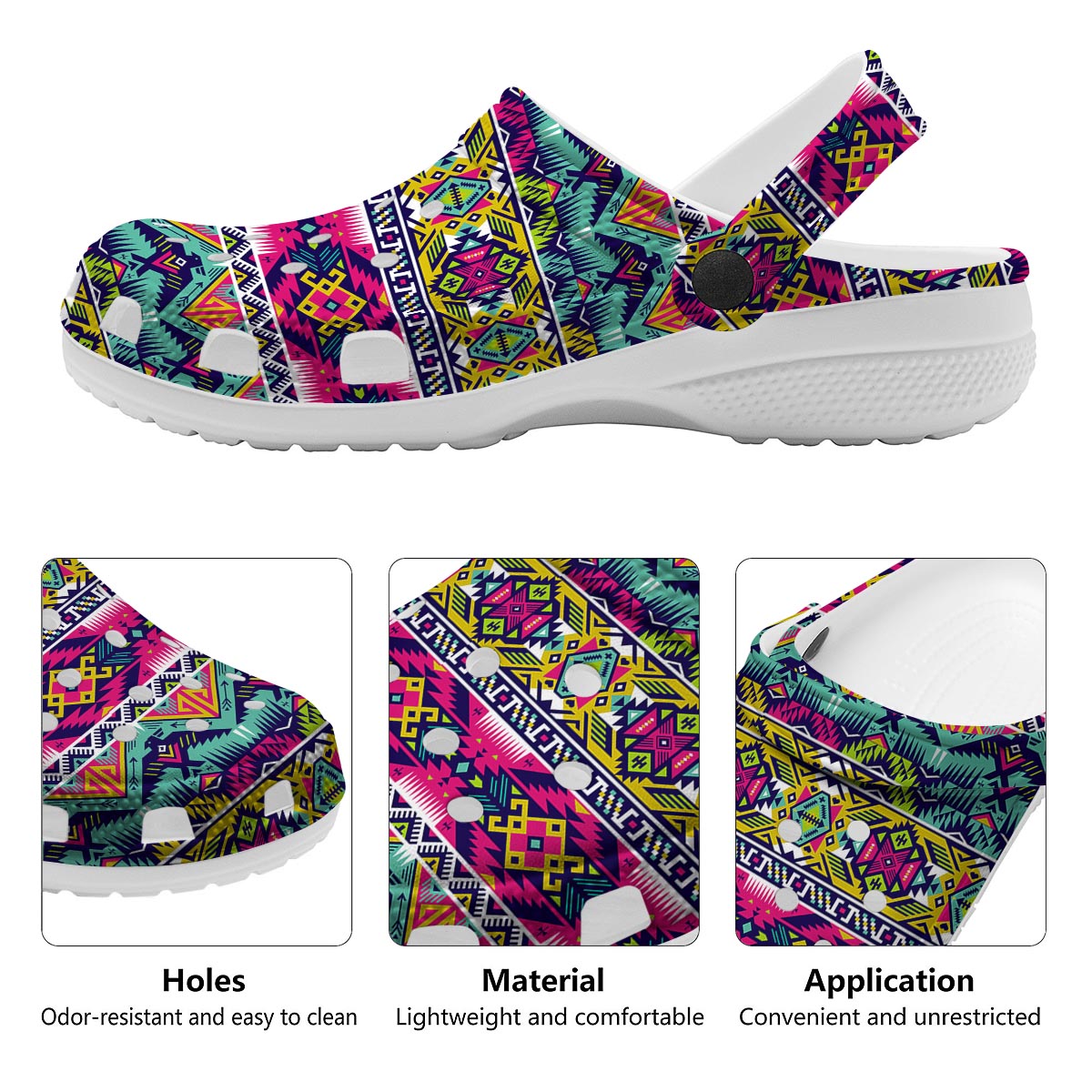 Hippie Tribal Aztec Print Pattern Clog-grizzshop
