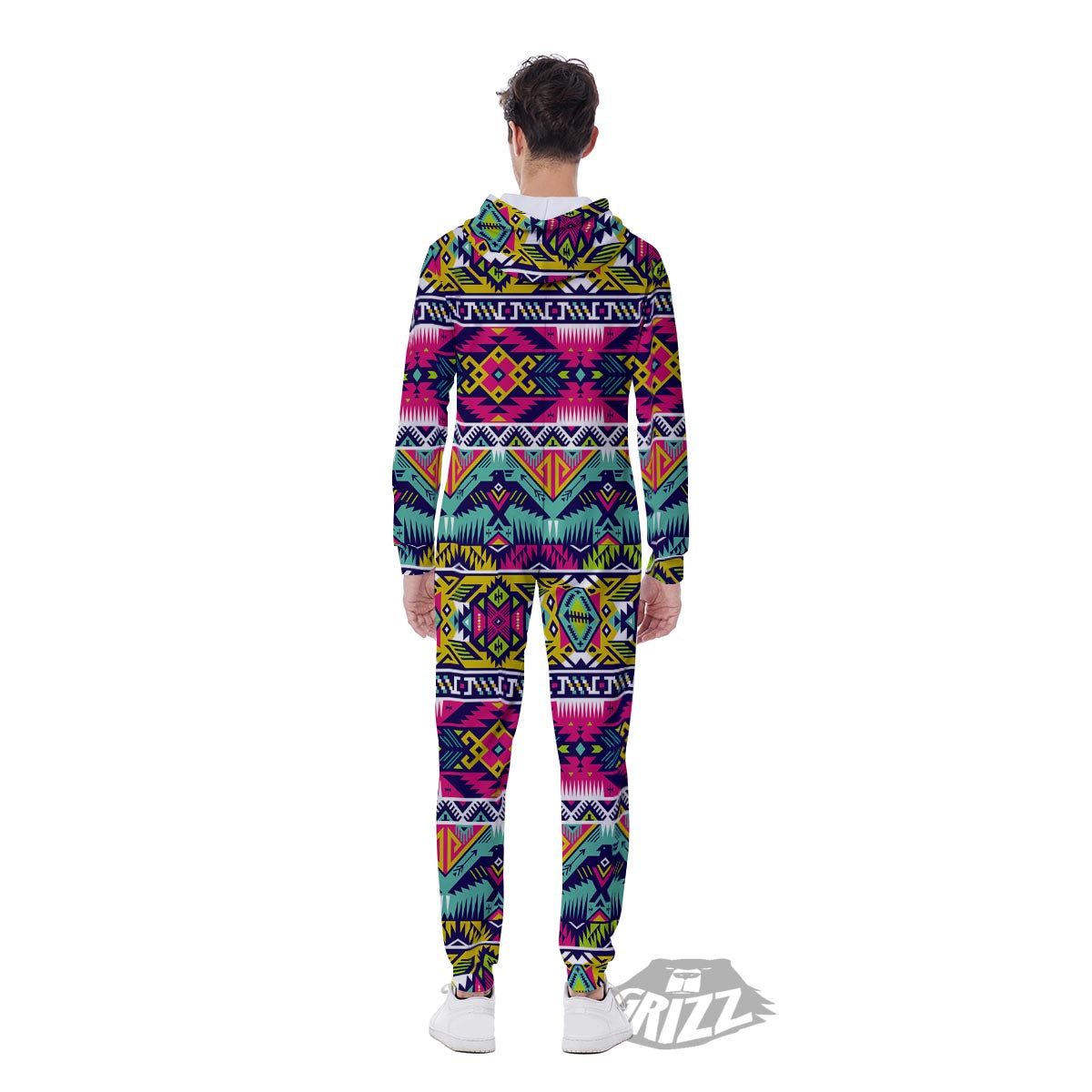 Hippie Tribal Aztec Print Pattern Men's Jumpsuit-grizzshop