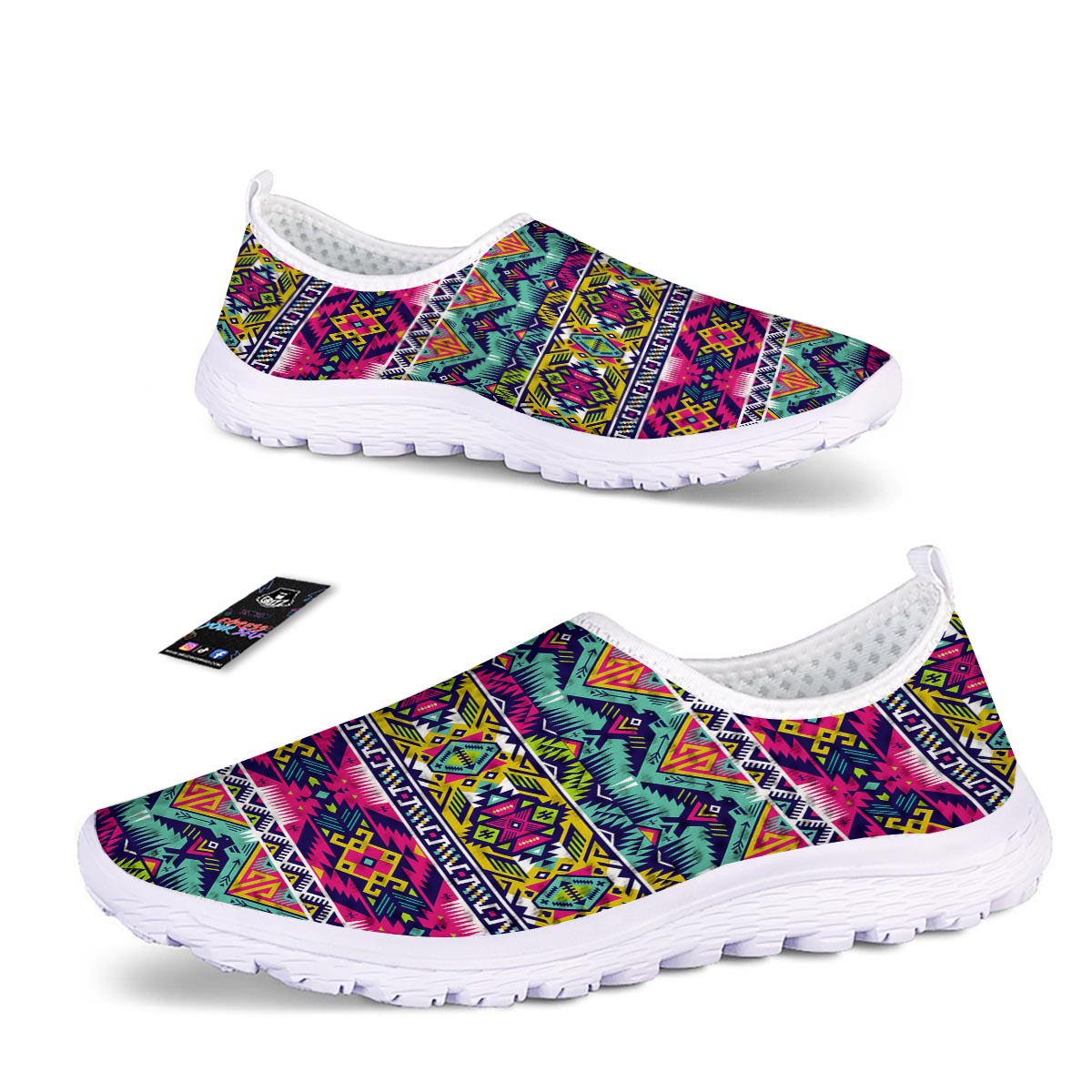 Hippie Tribal Aztec Print Pattern Nurse Shoes-grizzshop