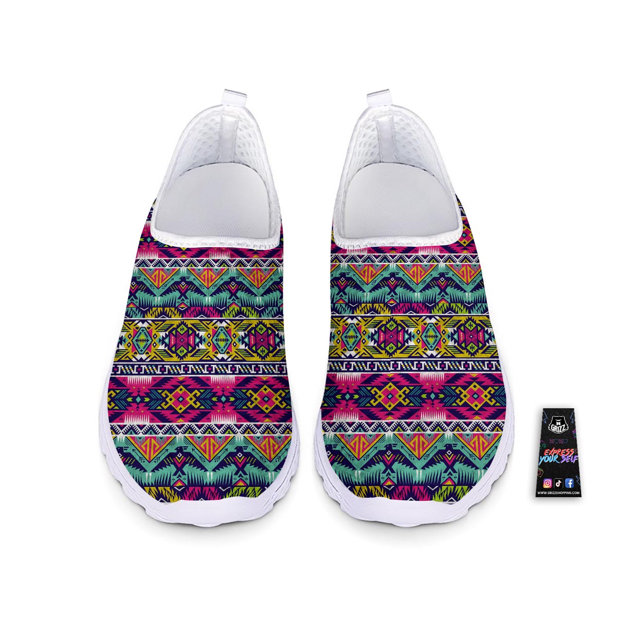 Hippie Tribal Aztec Print Pattern Nurse Shoes-grizzshop