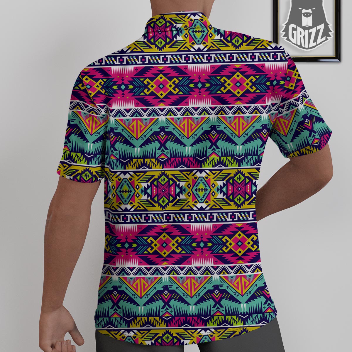 Hippie Tribal Aztec Print Pattern Untucked Shirts-grizzshop