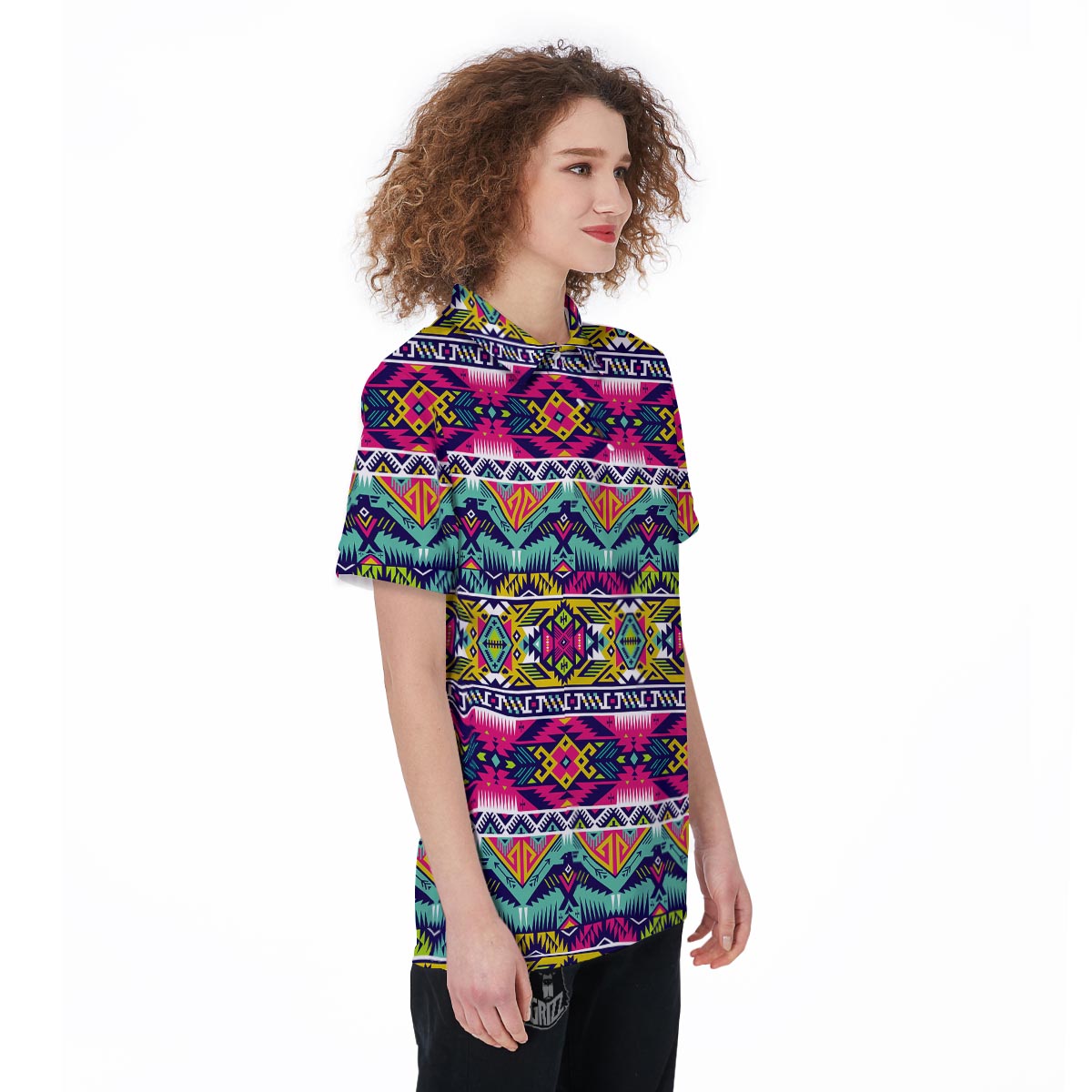 Hippie Tribal Aztec Print Pattern Women's Golf Shirts-grizzshop