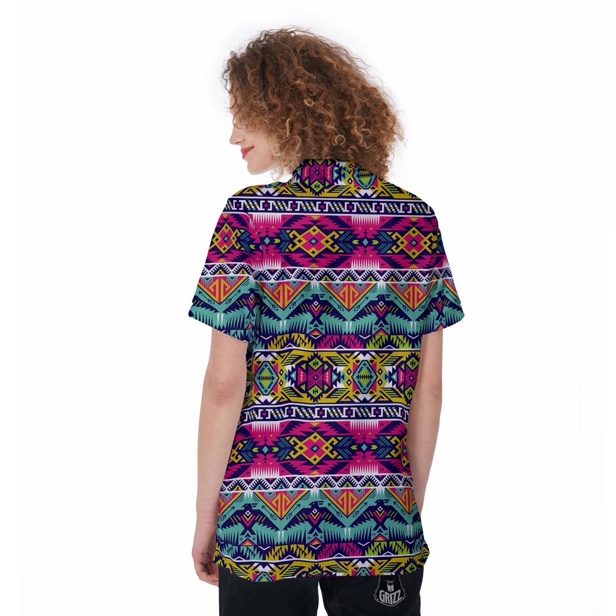 Hippie Tribal Aztec Print Pattern Women's Golf Shirts-grizzshop