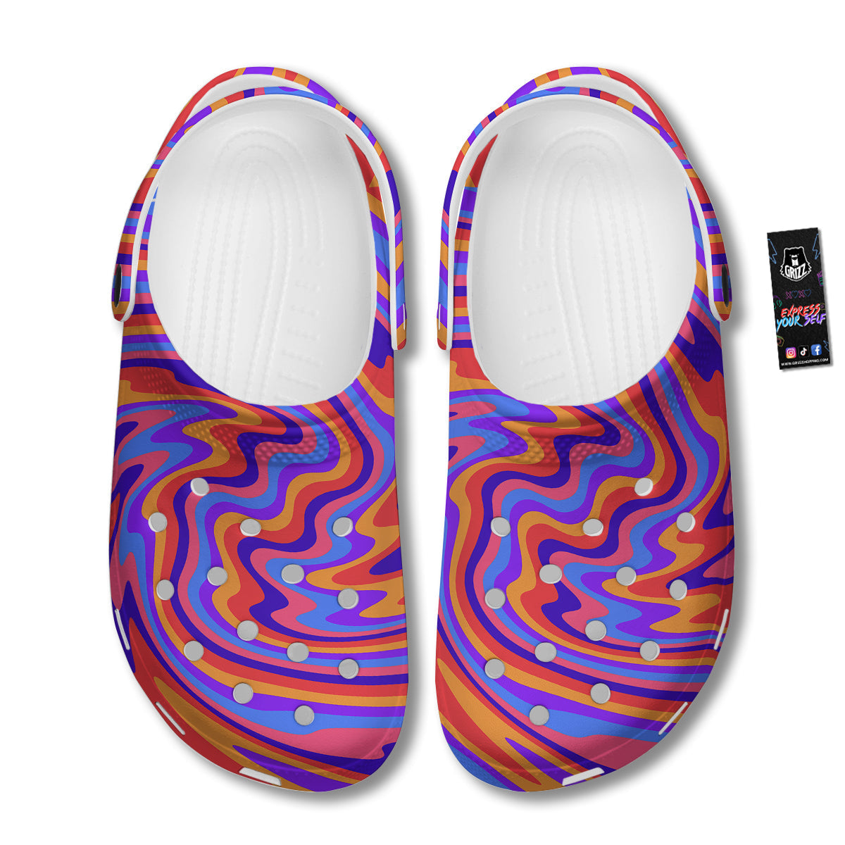 Hippie Trippy Acid Color Print Pattern Clog-grizzshop