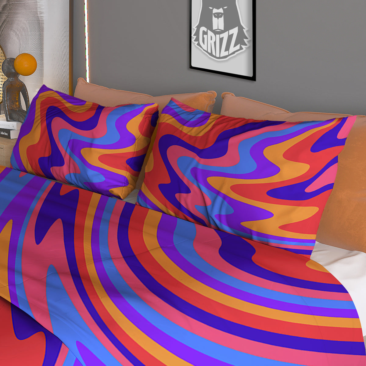 Hippie Trippy Acid Color Print Pattern Duvet Cover Bedding Set