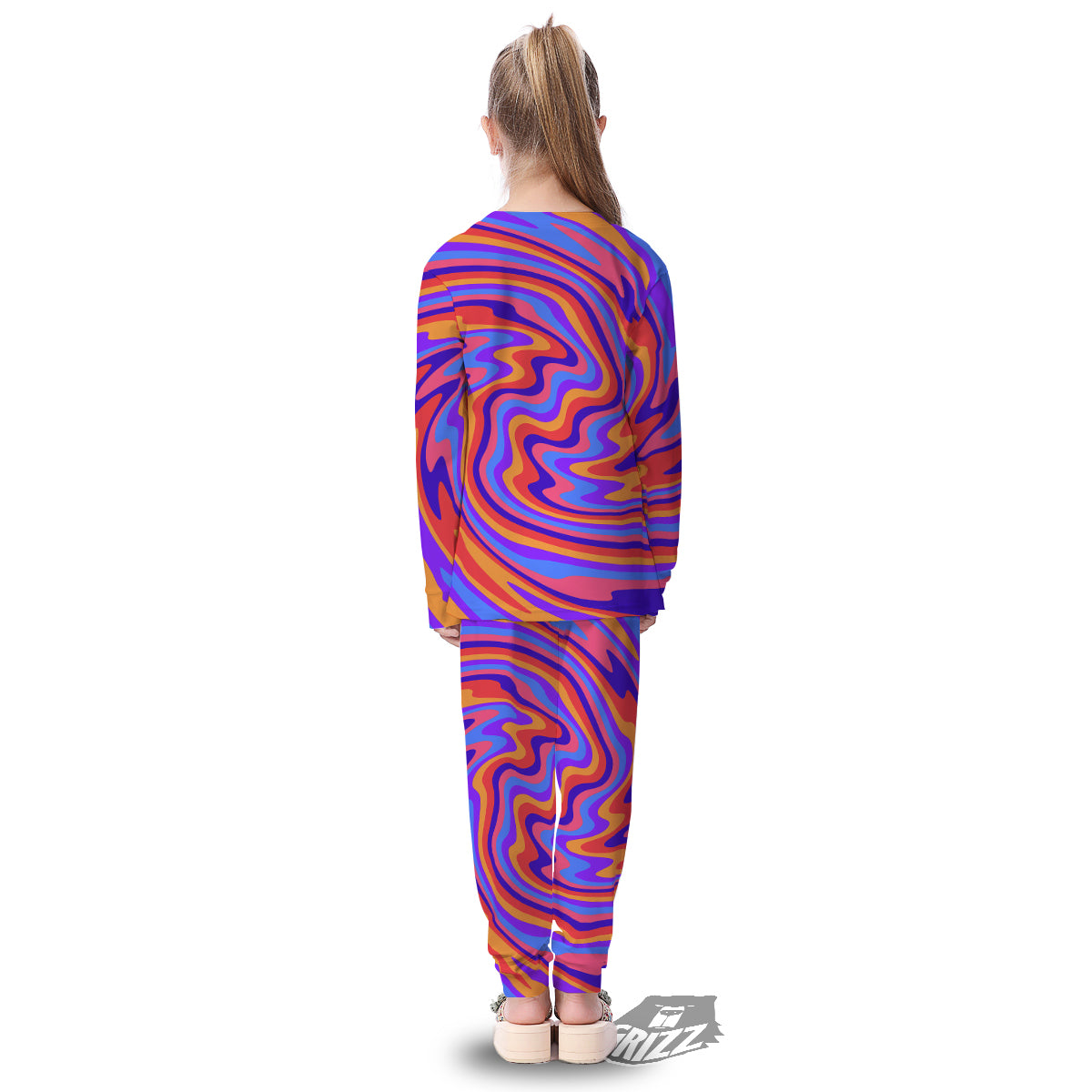 Hippie Trippy Acid Color Print Pattern Kid's Pajamas-grizzshop