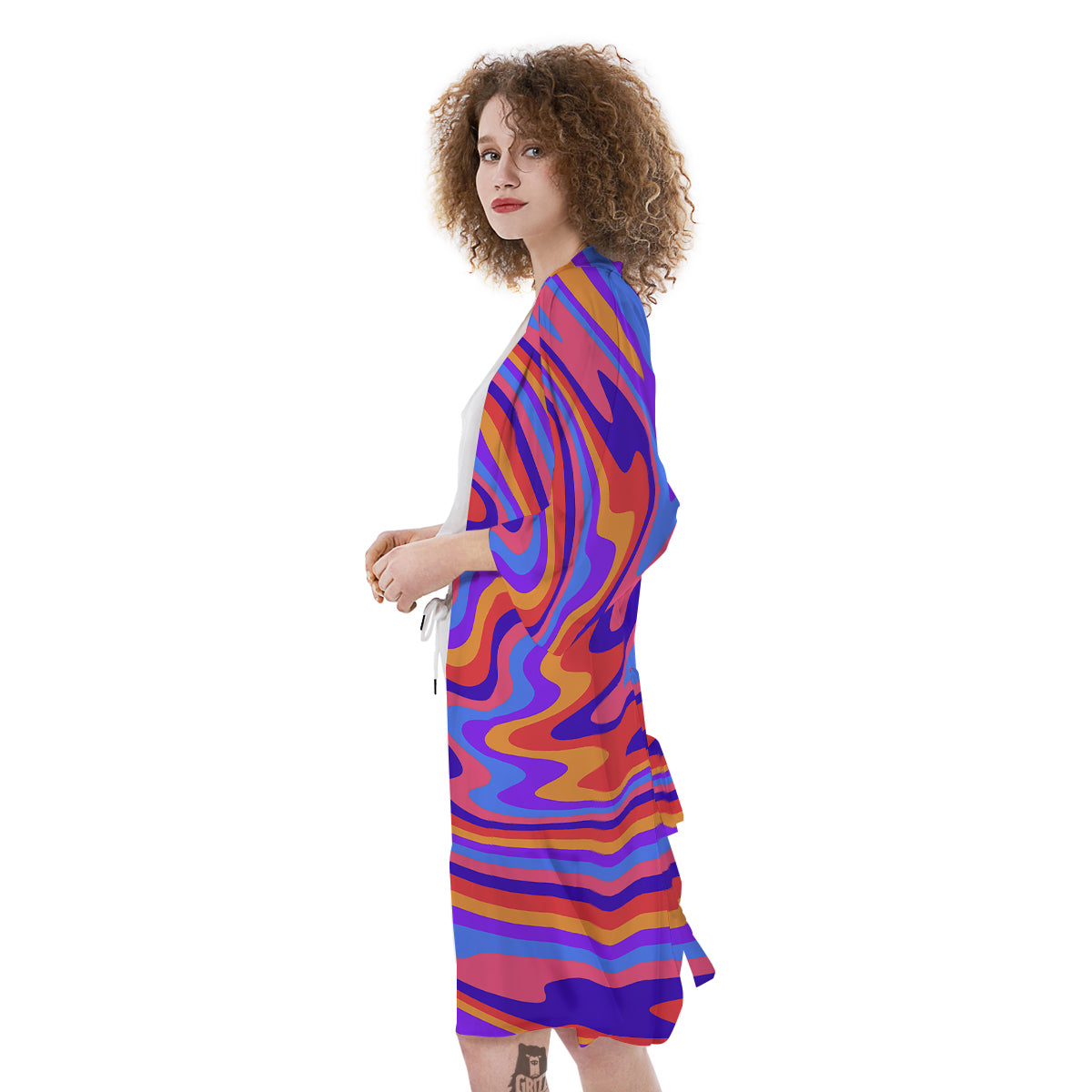 Hippie Trippy Acid Color Print Pattern Kimono-grizzshop