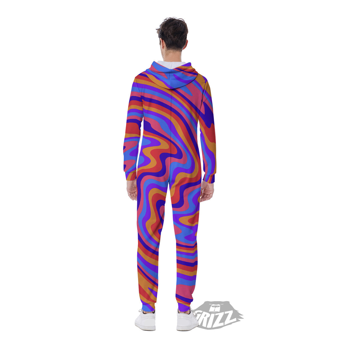 Hippie Trippy Acid Color Print Pattern Men's Jumpsuit-grizzshop
