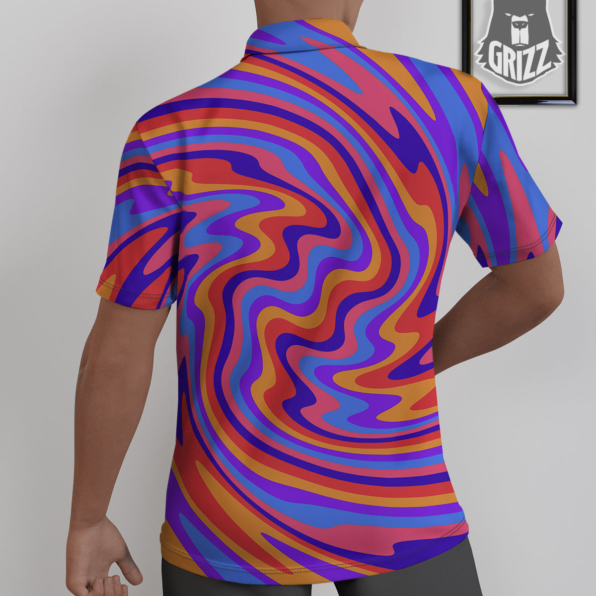Hippie Trippy Acid Color Print Pattern Untucked Shirts-grizzshop