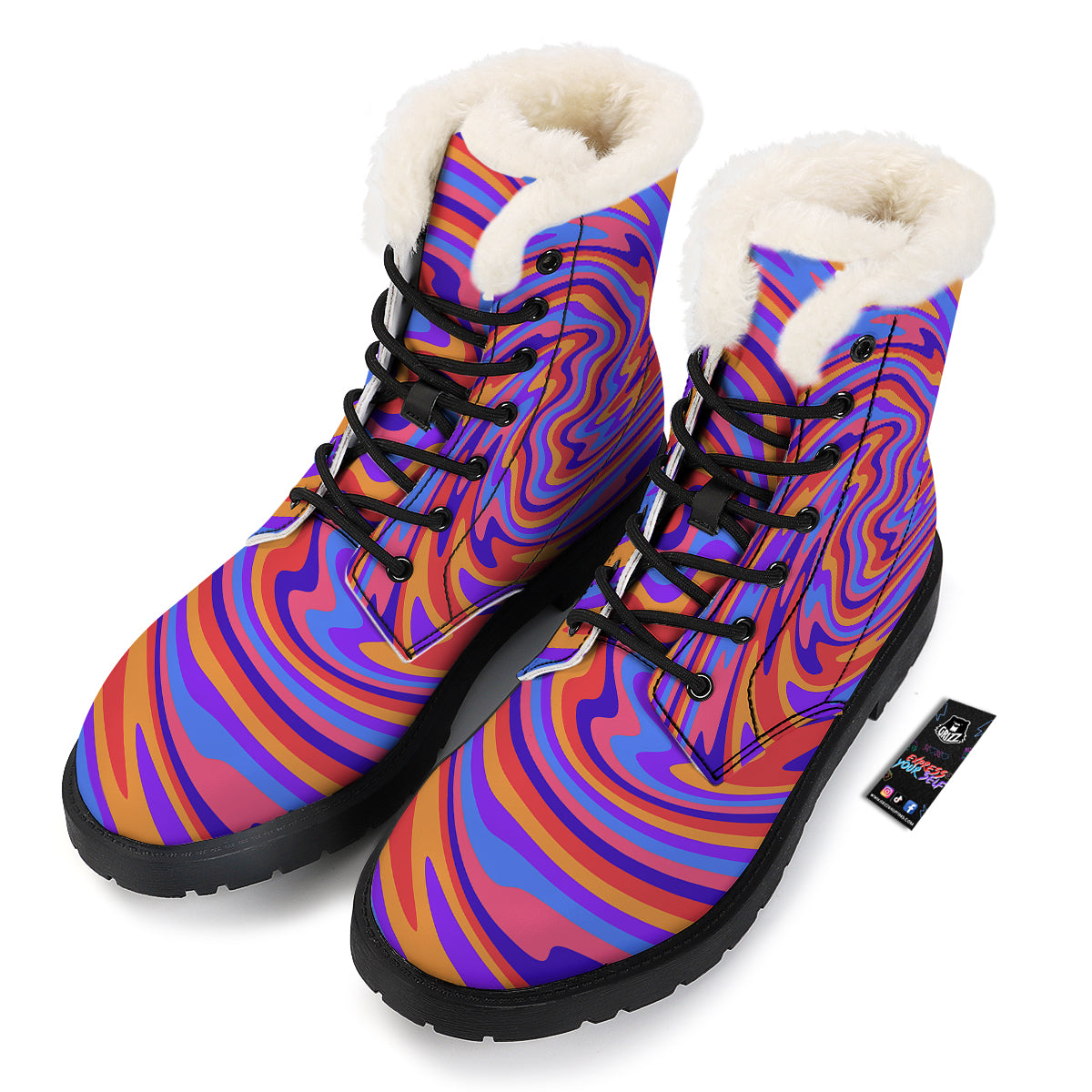 Hippie Trippy Acid Color Print Pattern Winter Boots-grizzshop