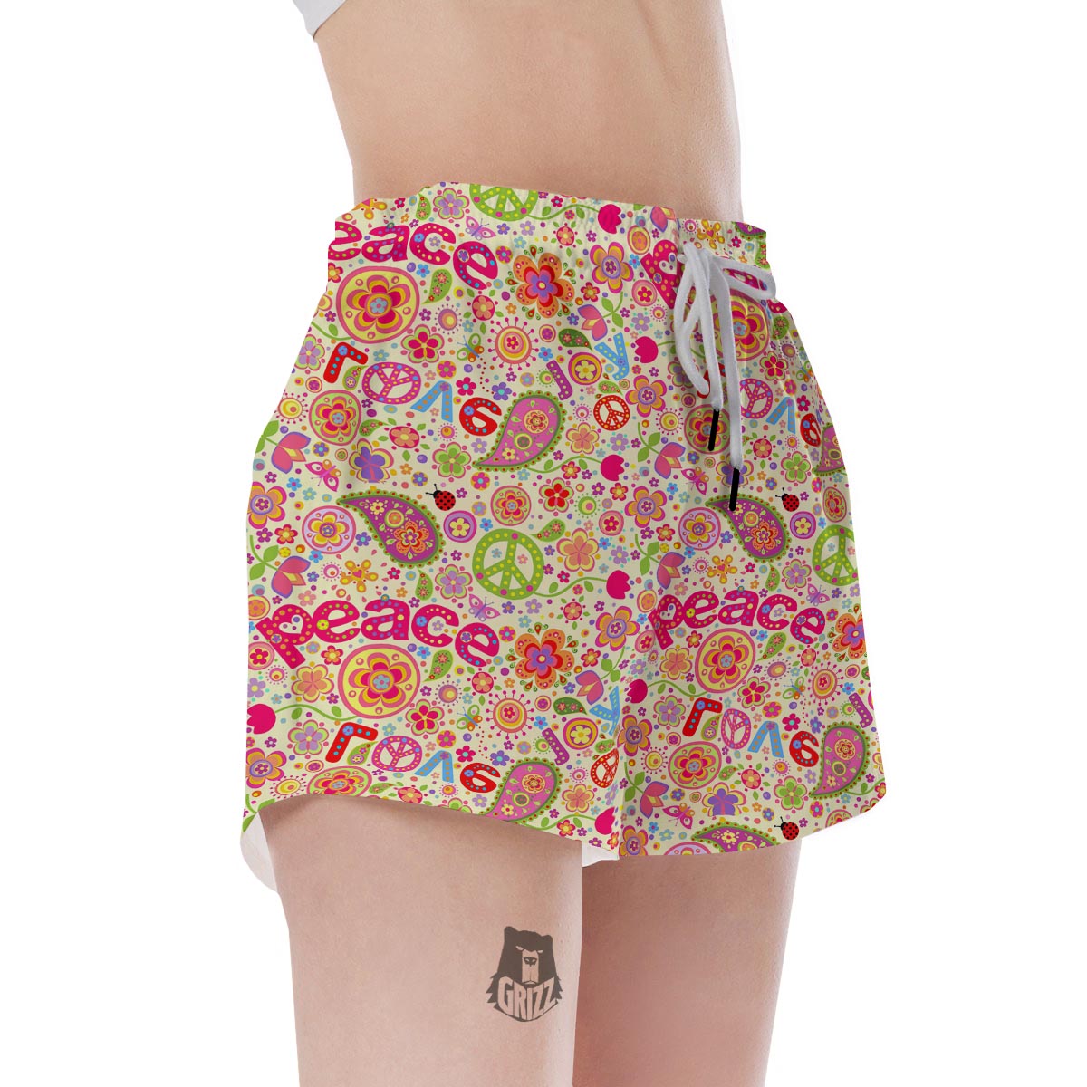 Hippie White Peace Women's Shorts-grizzshop