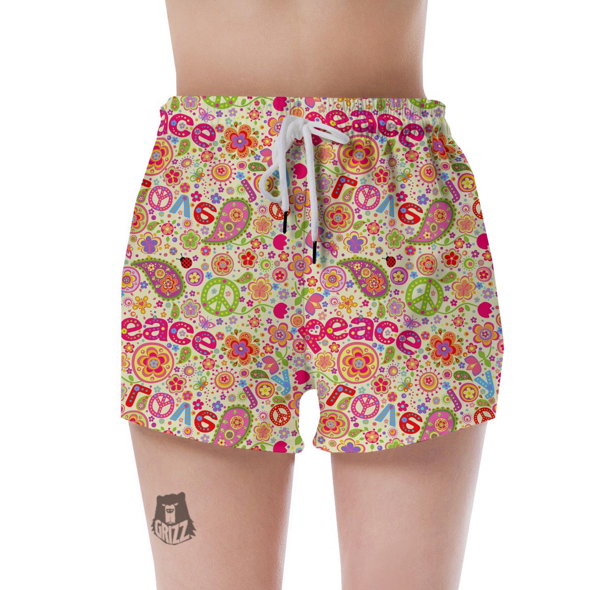 Hippie White Peace Women's Shorts-grizzshop