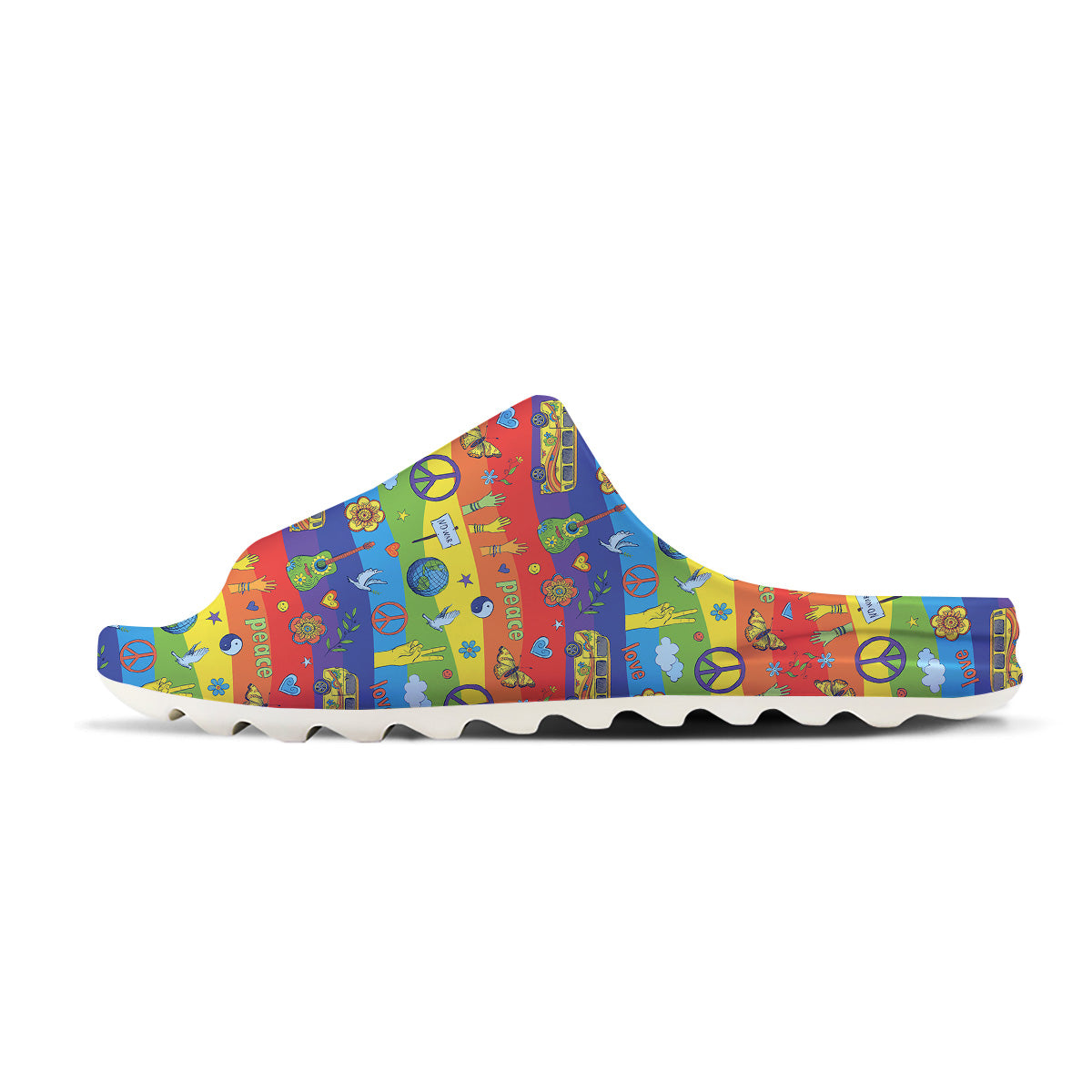 Hippie Drawing Psychedelic Wave Print Pattern Sandals-grizzshop