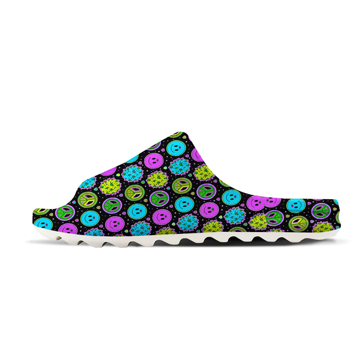Hippie Peace Symbol And Weed Print Pattern Sandals-grizzshop