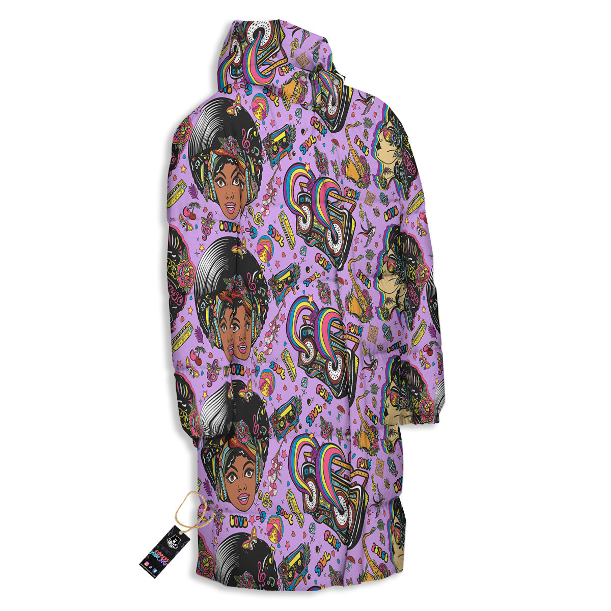 Hippie Retro Funky Women Print Pattern Long Down Jacket