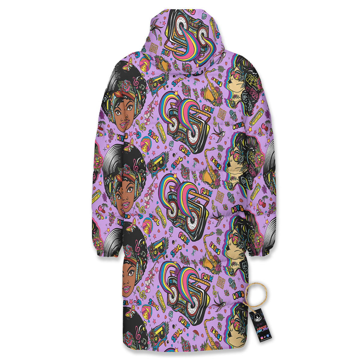 Hippie Retro Funky Women Print Pattern Long Down Jacket