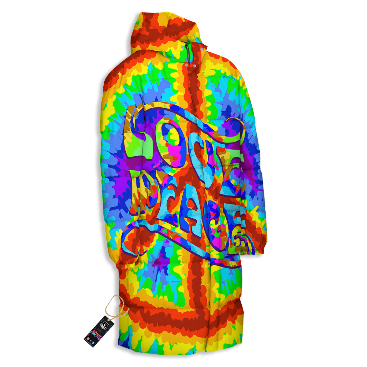 Hippie Symbol Colorful Abstract Print Long Down Jacket