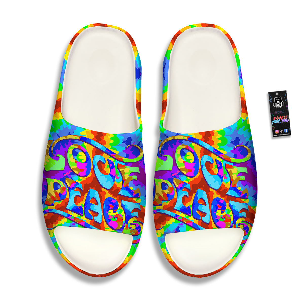 Hippie Symbol Colorful Abstract Print Sandals-grizzshop