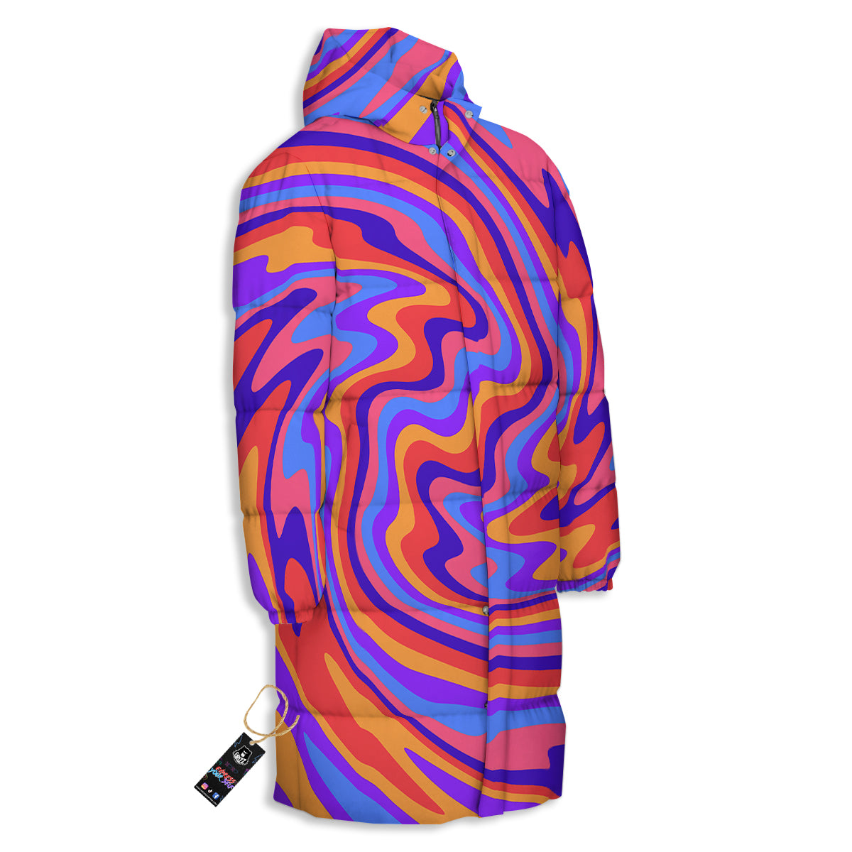 Hippie Trippy Acid Color Print Pattern Long Down Jacket