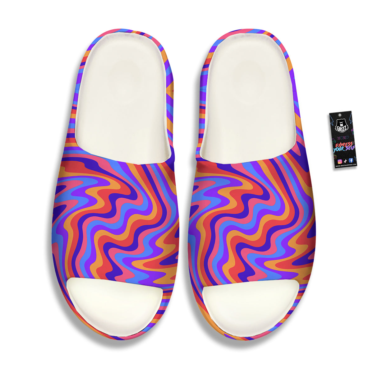 Hippie Trippy Acid Color Print Pattern Sandals-grizzshop