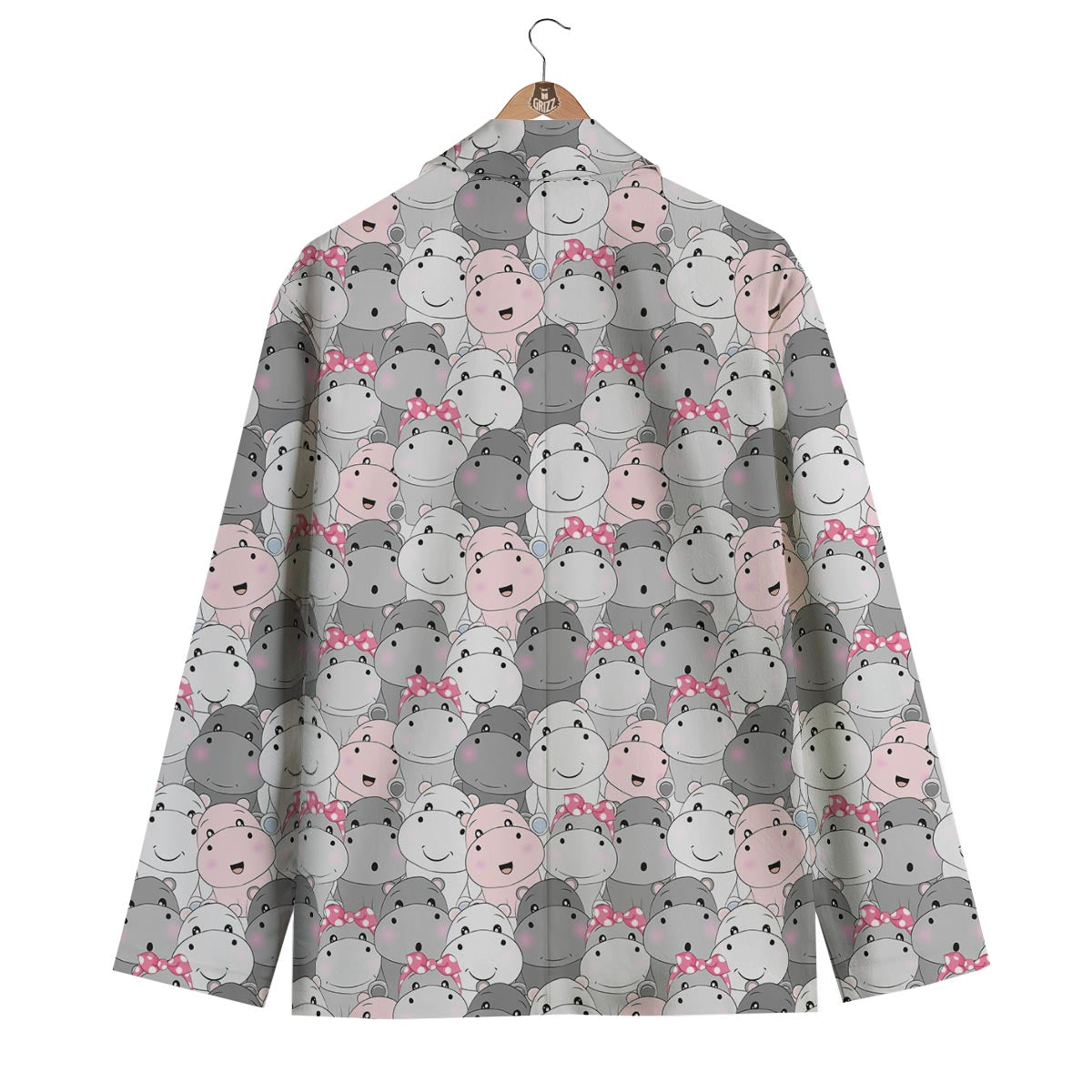 Hippo Cute Print Pattern Men's Blazer-grizzshop