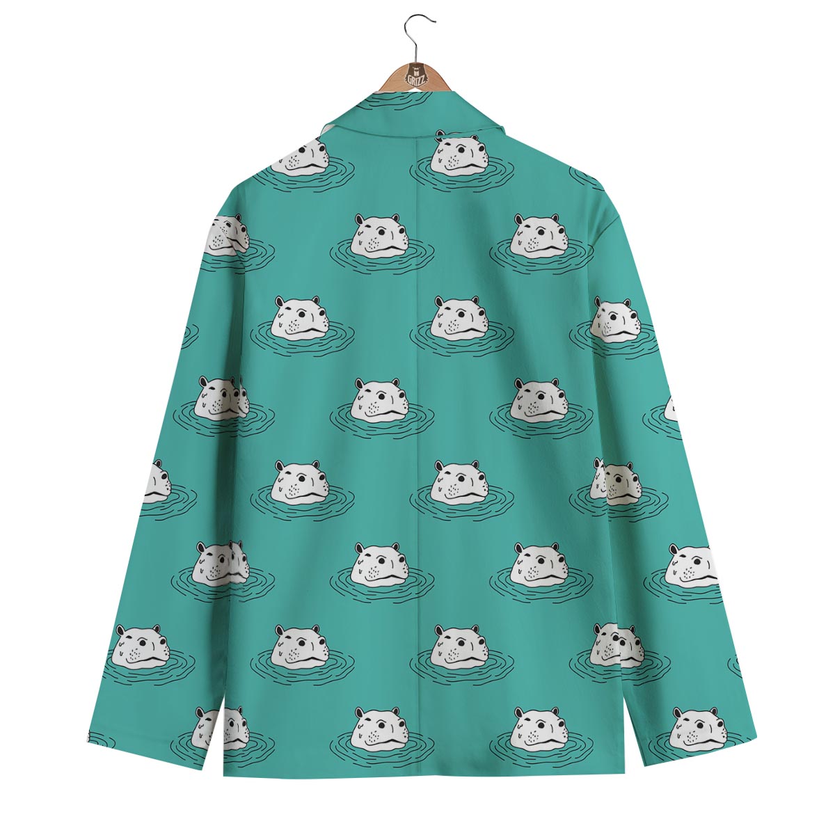 Hippo Print Pattern Men's Blazer-grizzshop