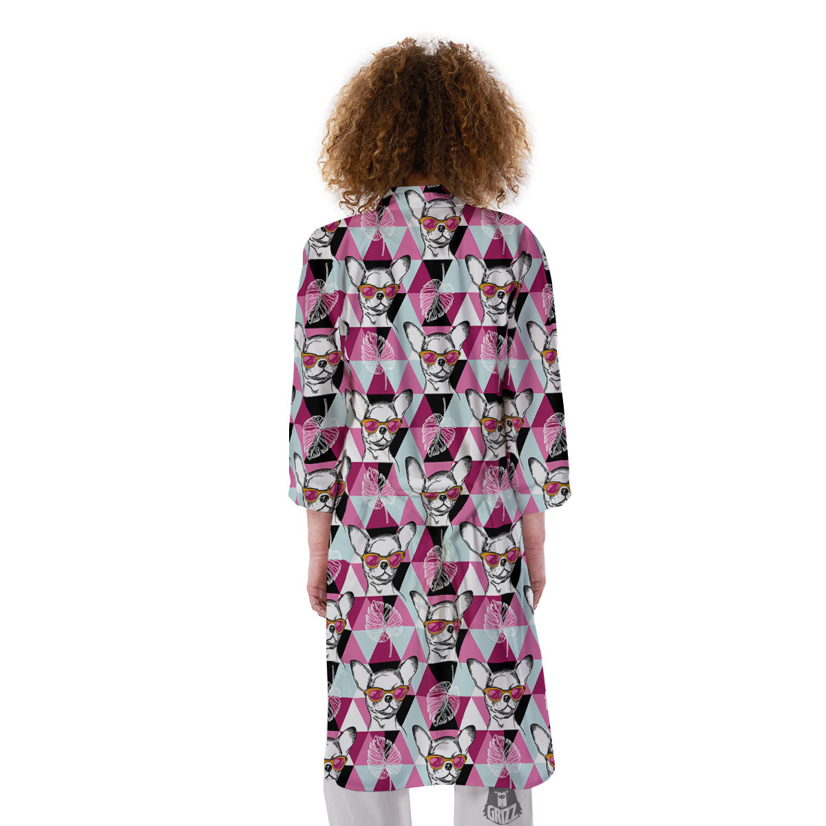 Hipster Chihuahua Print Pattern Kimono-grizzshop