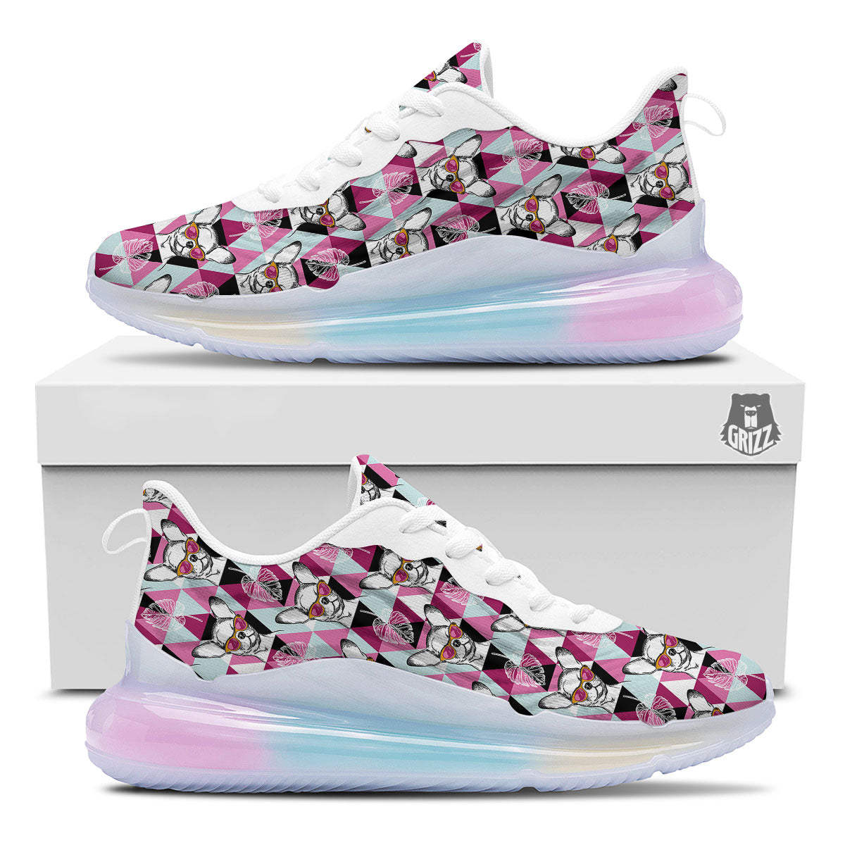 Hipster Chihuahua Print Pattern Running Sneakers-grizzshop