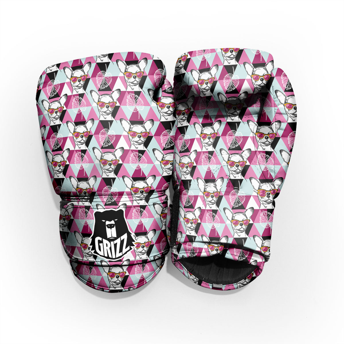Hipster Chihuahua Print Pattern Pro Boxing Glove