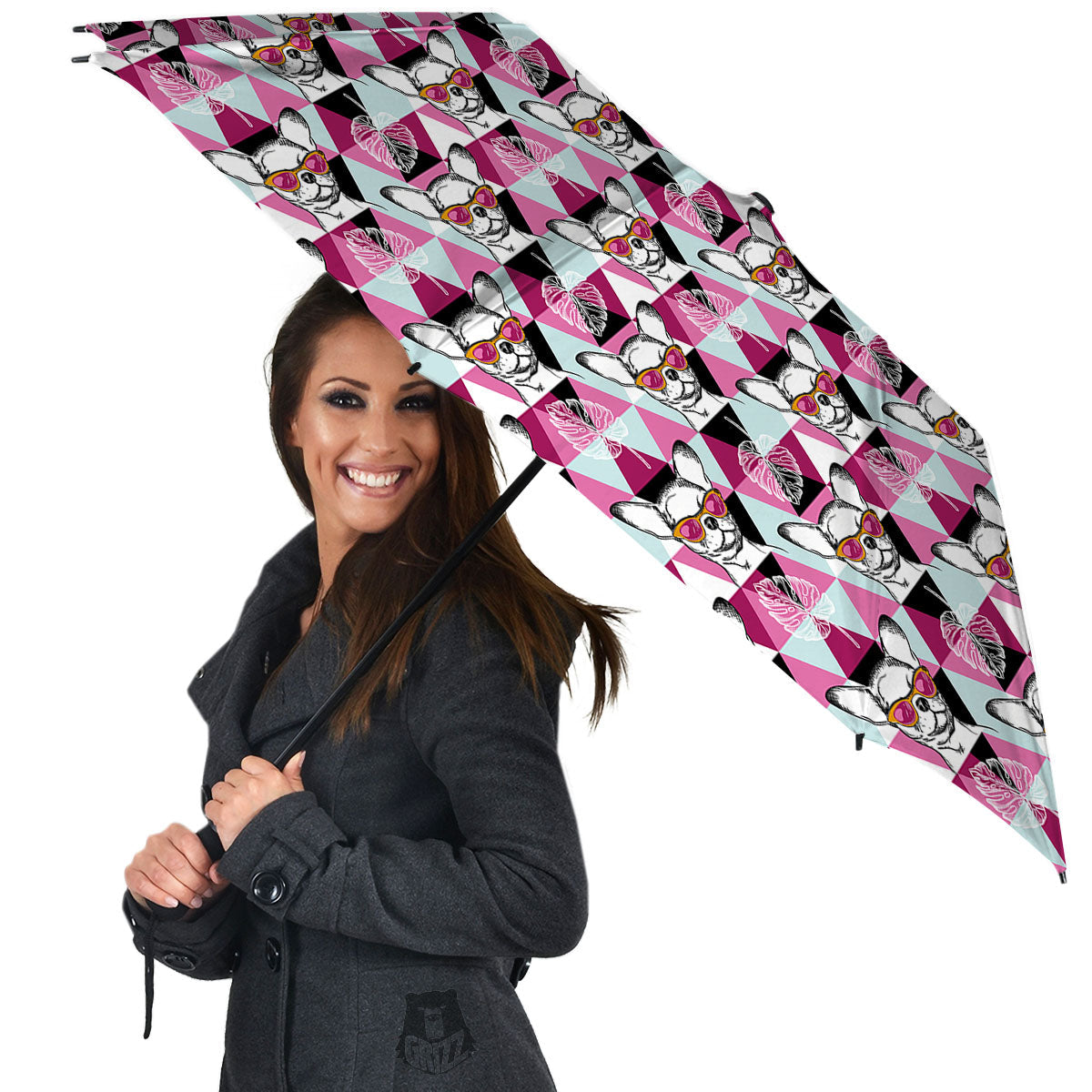 Hipster Chihuahua Print Pattern Umbrella-grizzshop