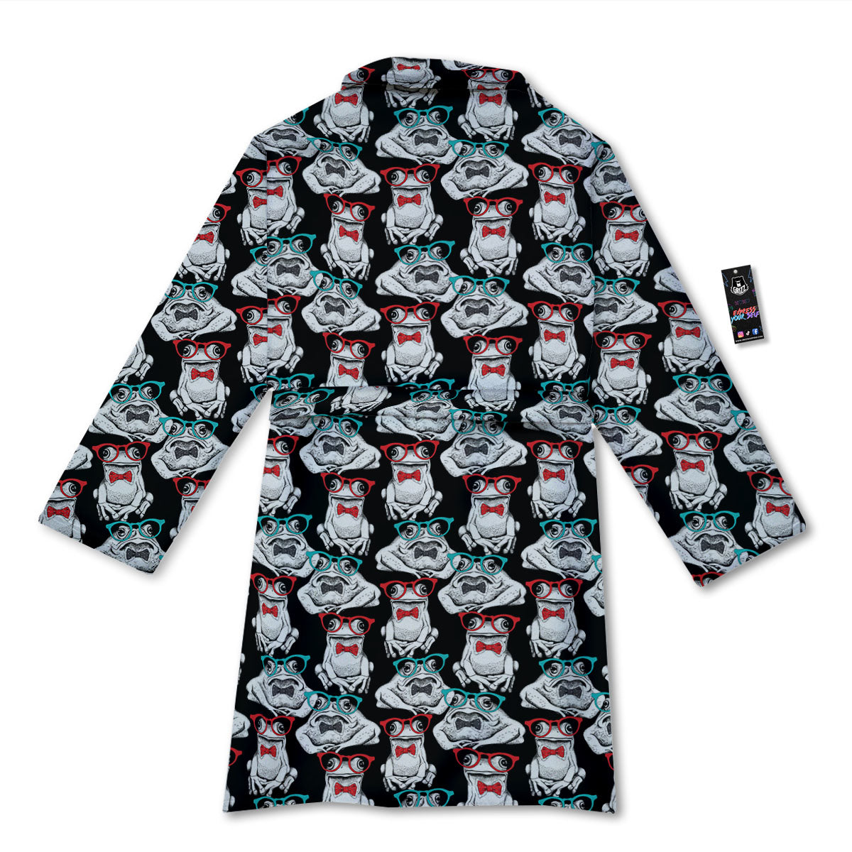 Hipster Frog Print Pattern Bathrobe-grizzshop