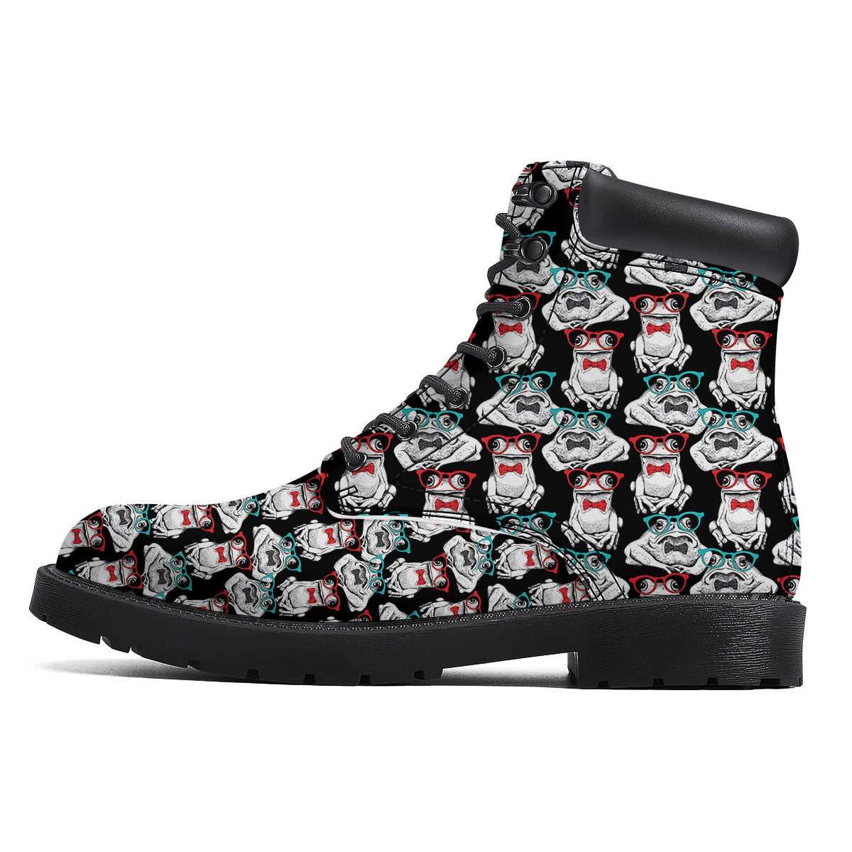 Hipster Frog Print Pattern Boots-grizzshop