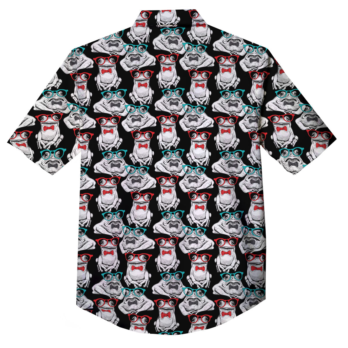 Hipster Frog Print Pattern Button Up Shirt-grizzshop