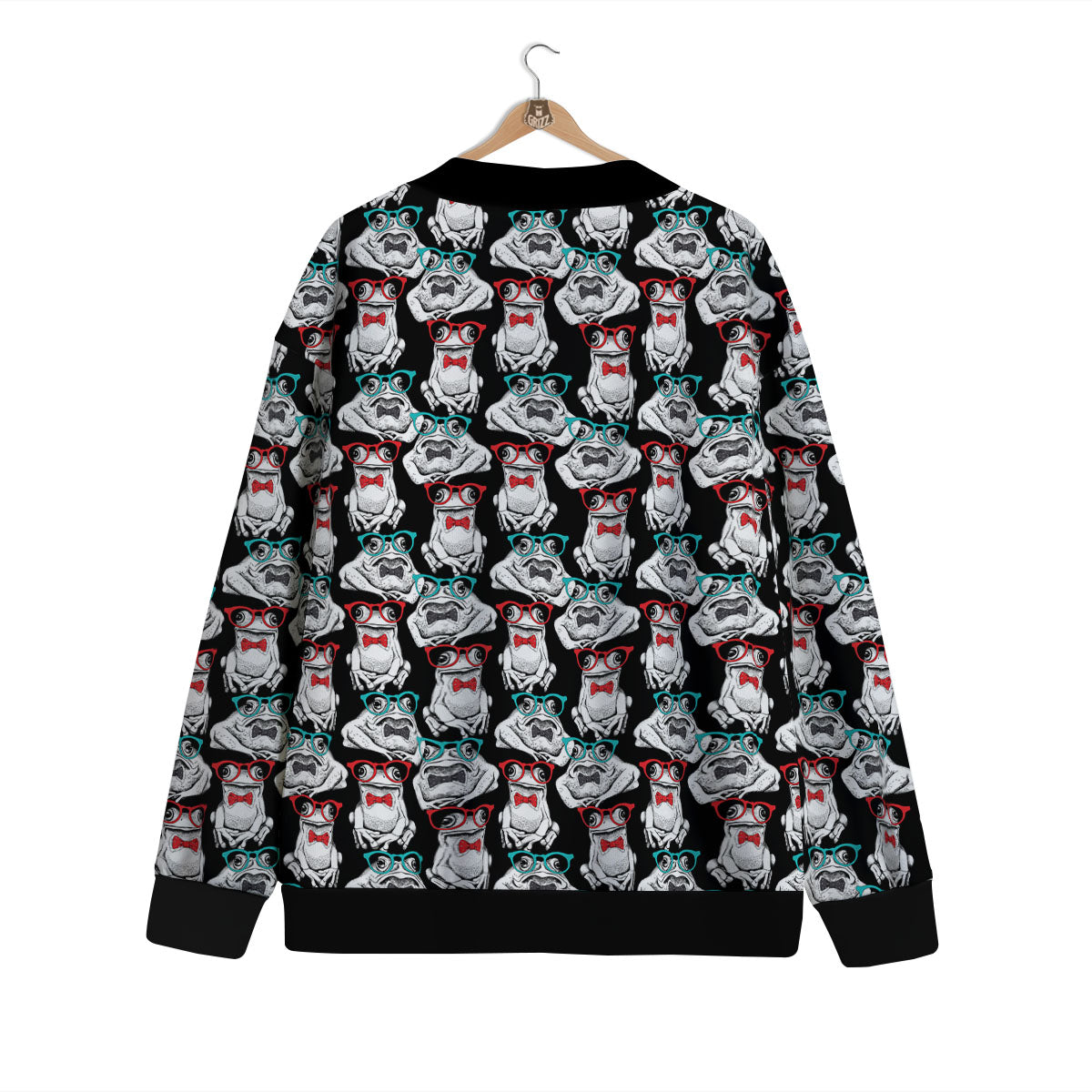 Hipster Frog Print Pattern Cardigan-grizzshop