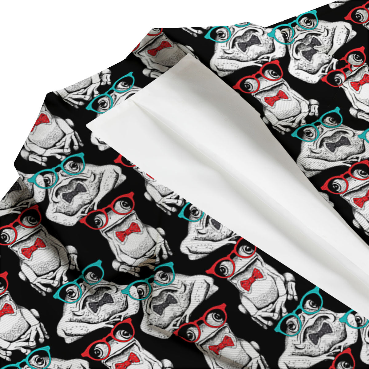 Hipster Frog Print Pattern Men's Blazer-grizzshop