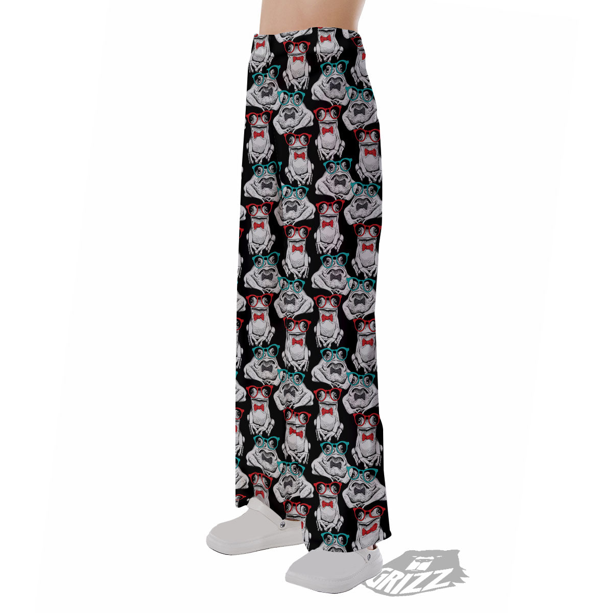 Hipster Frog Print Pattern Pajama Pants-grizzshop