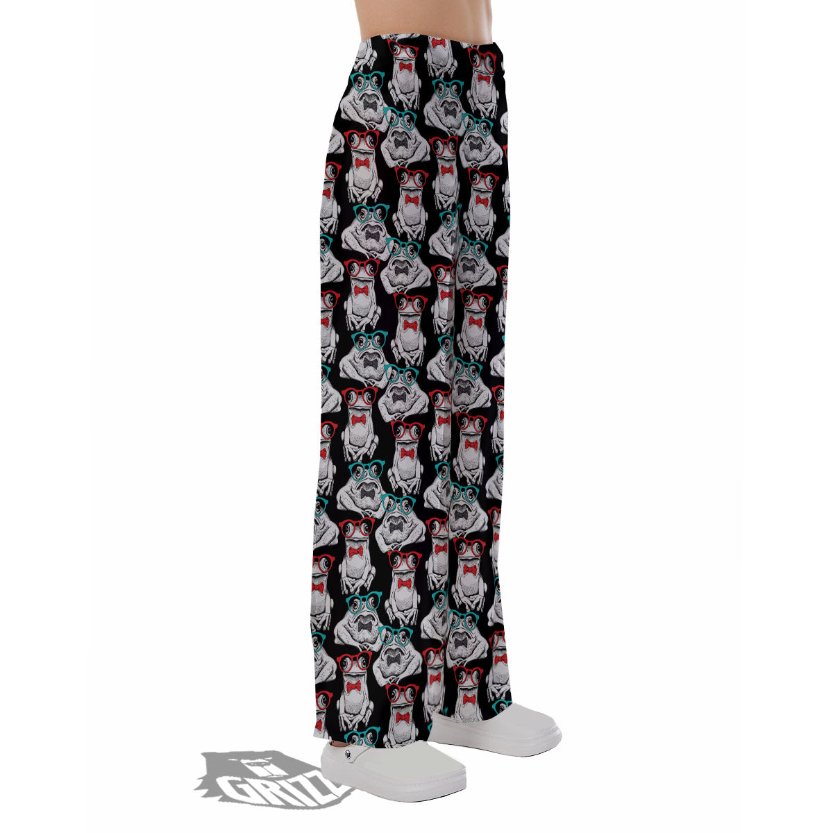 Hipster Frog Print Pattern Pajama Pants-grizzshop