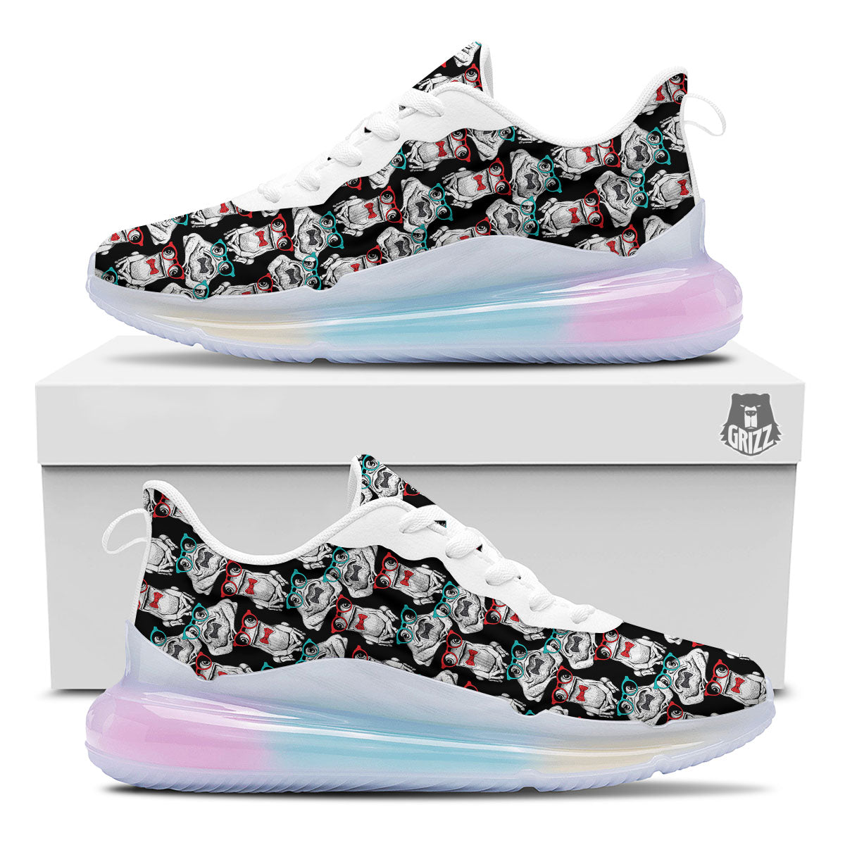 Hipster Frog Print Pattern Running Sneakers-grizzshop