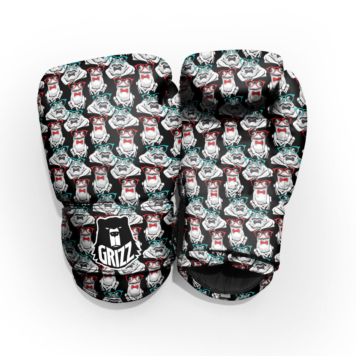 Hipster Frog Print Pattern Sparring Gloves-grizzshop