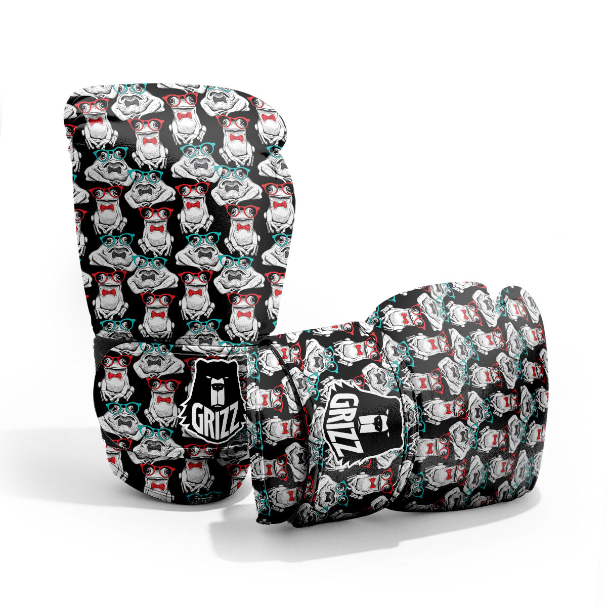 Hipster Frog Print Pattern Sparring Gloves-grizzshop